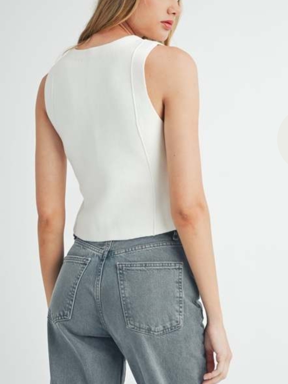 Mable Ellie Button Down Vest Cream Small - Picture 2 of 6